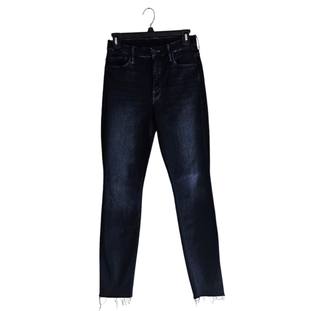 MOTHER High Waisted Ankle Fray Skinny Last Call Dark Blue Jeans 26 Preowned